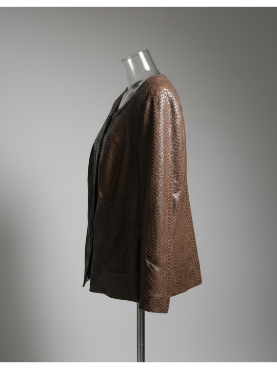 Dana Buchman Snake Skin Pattern Brown Jacket Size 0X