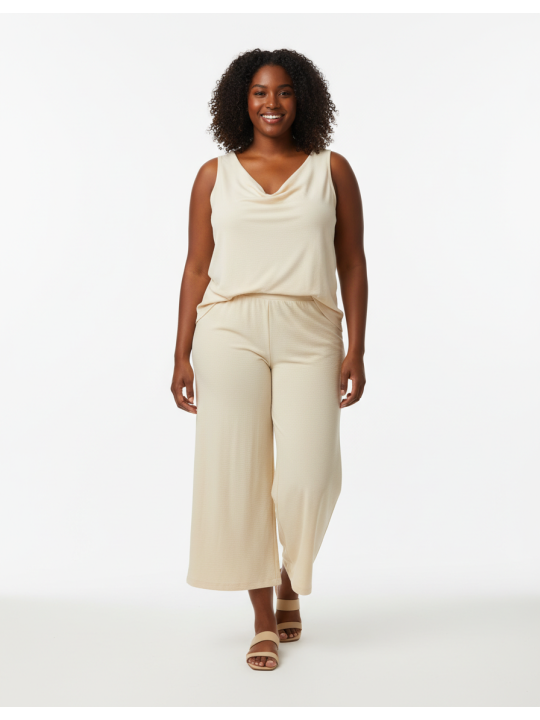 Adrianna Papell Beige Soft Cotton Palazzo Pant Size XL