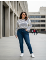 J. CREW Stripe Cropped Fit Blouse Size XXL
