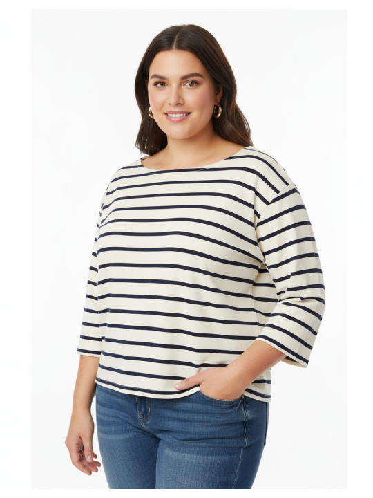 J. CREW Stripe Cropped Fit Blouse Size XXL
