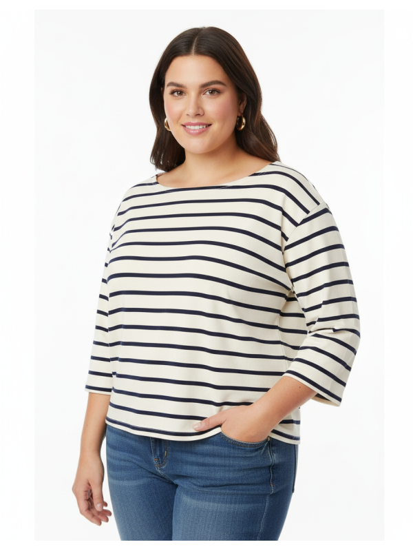 J. CREW Stripe Cropped Fit Blouse Size XXL