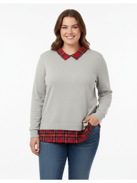 J. CREW Gray/Plaid Sweater Size XXL