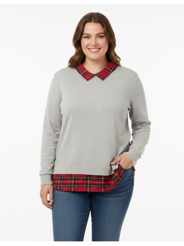 J. CREW Gray/Plaid Sweater Size XXL