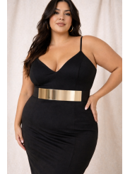 Eloquii Black Waist Belt w/Gold Front Size 22/24