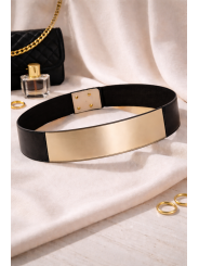 Eloquii Black Waist Belt w/Gold Front Size 22/24
