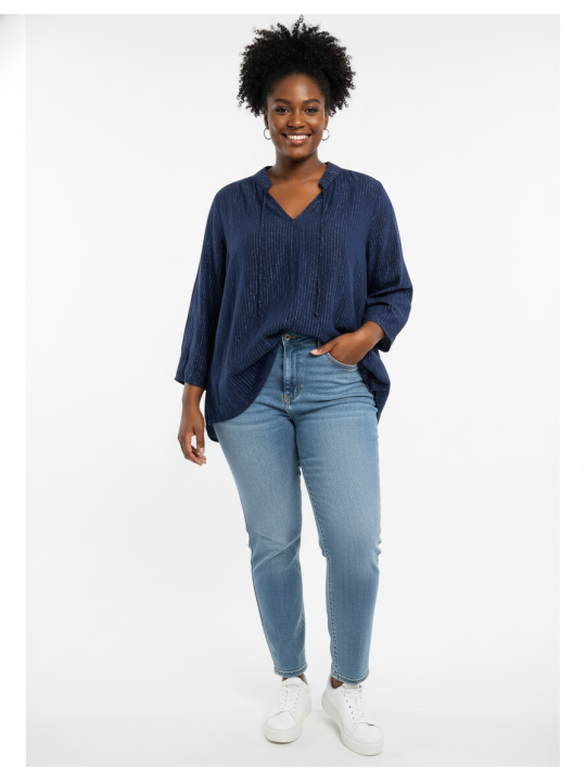 Old Navy Blue Striped Blouse Size XXL