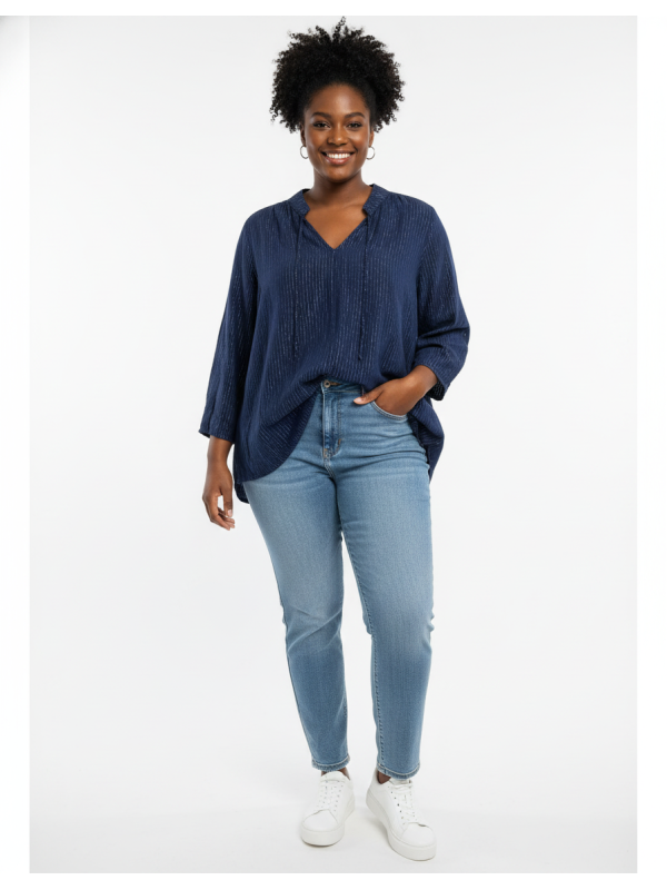 Old Navy Blue Striped Blouse Size XXL