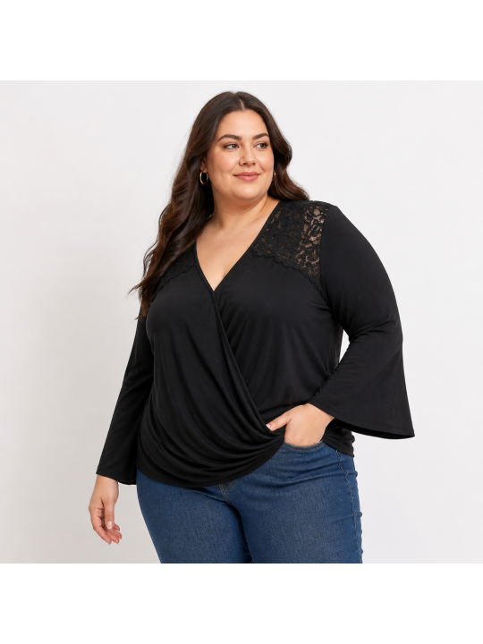 Almost Famous Black Keyhole Top Size 1X