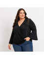 Almost Famous Black Keyhole Top Size 1X