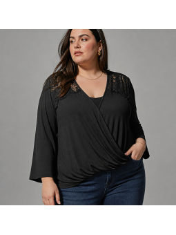 Almost Famous Black Keyhole Top Size 1X