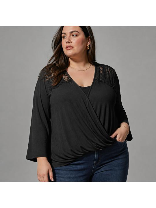 Almost Famous Black Keyhole Top Size 1X