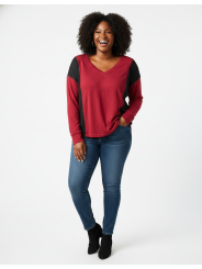 TORRID Red/Black Long Sleeve Top Size 0 (12)