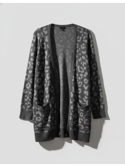 TORRID Gray Cheetah Print Cardigan Size 2 (18/20)