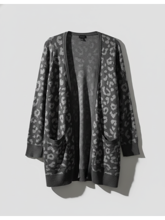 TORRID Gray Cheetah Print Cardigan Size 2 (18/20)