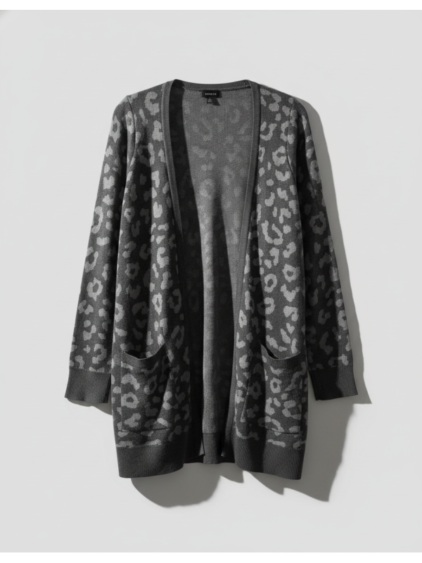 TORRID Gray Cheetah Print Cardigan Size 2 (18/20)