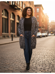 TORRID Gray Cheetah Print Cardigan Size 2 (18/20)