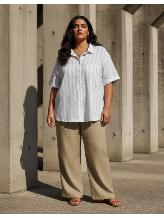AVA & VIV Striped Button Up Size 2X NWT