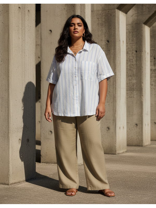 AVA & VIV Striped Button Up Size 2X NWT