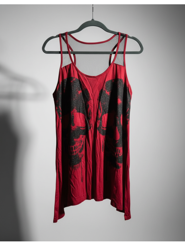 HOTTOPIC Red Glitter Skull Tank Size 1 NWT