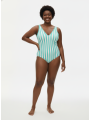 Kona Sol Teal/Wht Striped Swimsuit Size 24 NWT