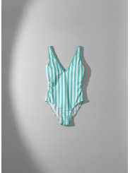 Kona Sol Teal/Wht Striped Swimsuit Size 24 NWT
