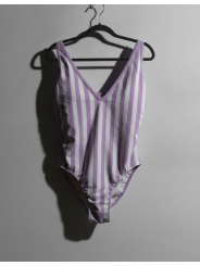 Kona Sol Lavendar/Wht Striped Swimsuit Size 24 NWT