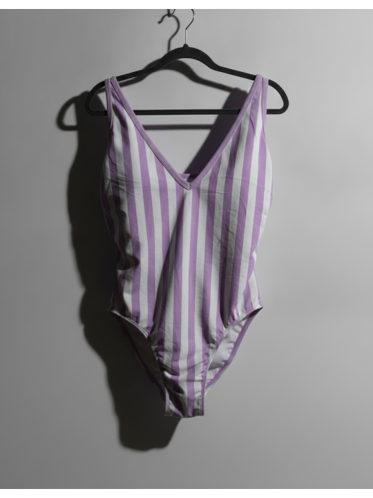 Kona Sol Lavendar/Wht Striped Swimsuit Size 24 NWT