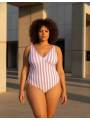 Kona Sol Lavendar/Wht Striped Swimsuit Size 24 NWT