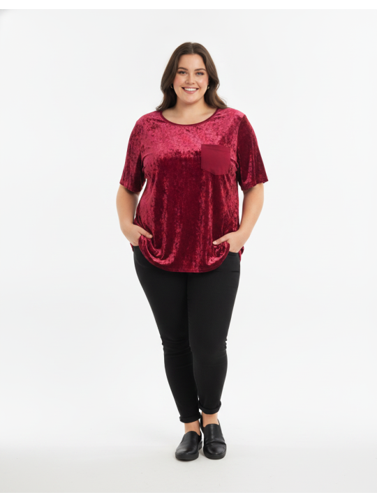 EVRI Pink Crush Velvet Top Size 3X