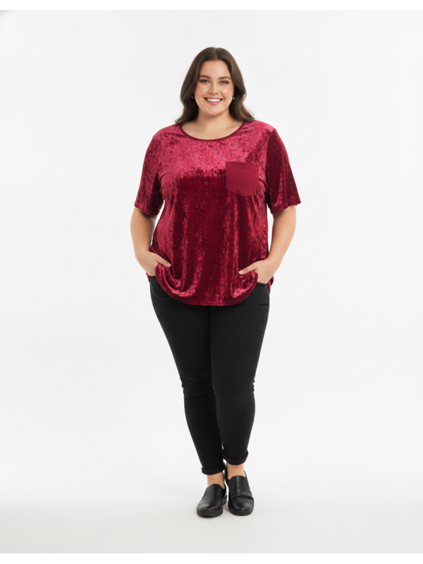 EVRI Pink Crush Velvet Top Size 3X