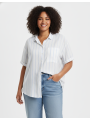 AVA & VIV Blue/Wht Button Up Size 3X NWT