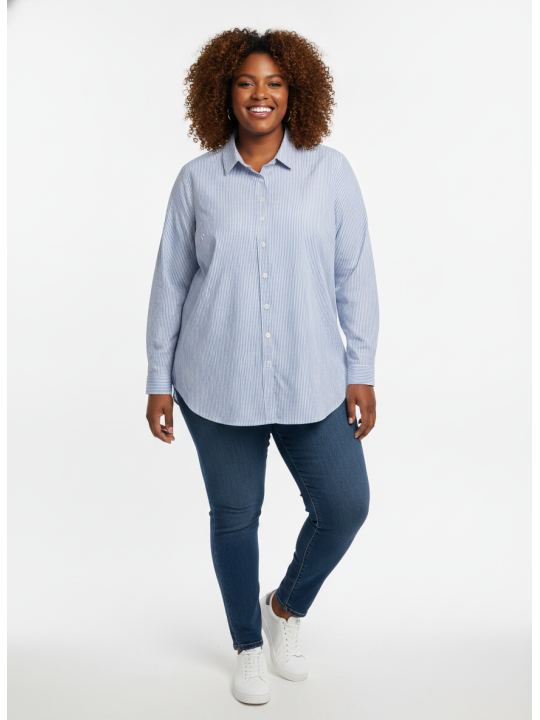 TORRID Blue/Wht Striped Button Up Size 3 (22/24)