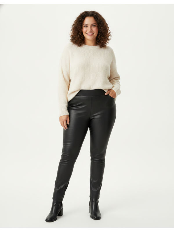 AVA & VIV Black Pleather Leggings Size 4X