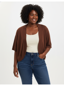 Dress Barn Brown Cropped Cardigan Size 22/24