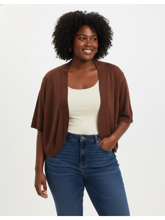 Dress Barn Brown Cropped Cardigan Size 22/24
