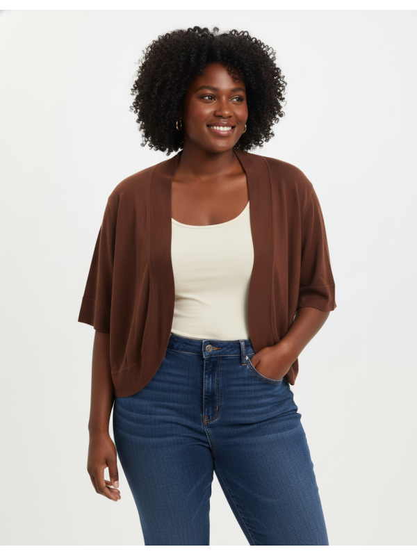 Dress Barn Brown Cropped Cardigan Size 22/24