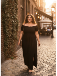 City Chic Black Off the Shoulder Dress Size 18