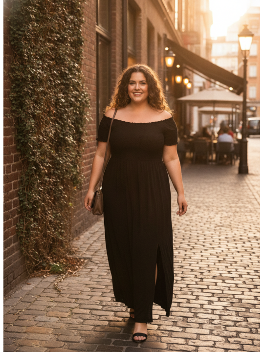 City Chic Black Off the Shoulder Dress Size 18