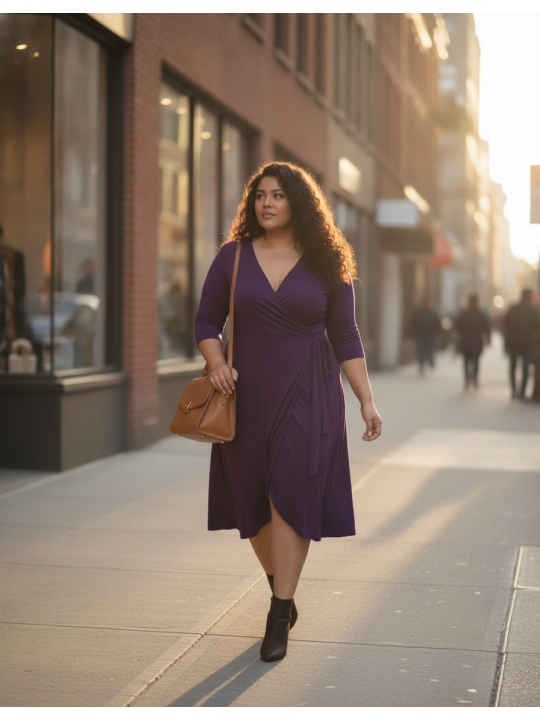 KIYONNA Purple Wrap Dress Size 2X