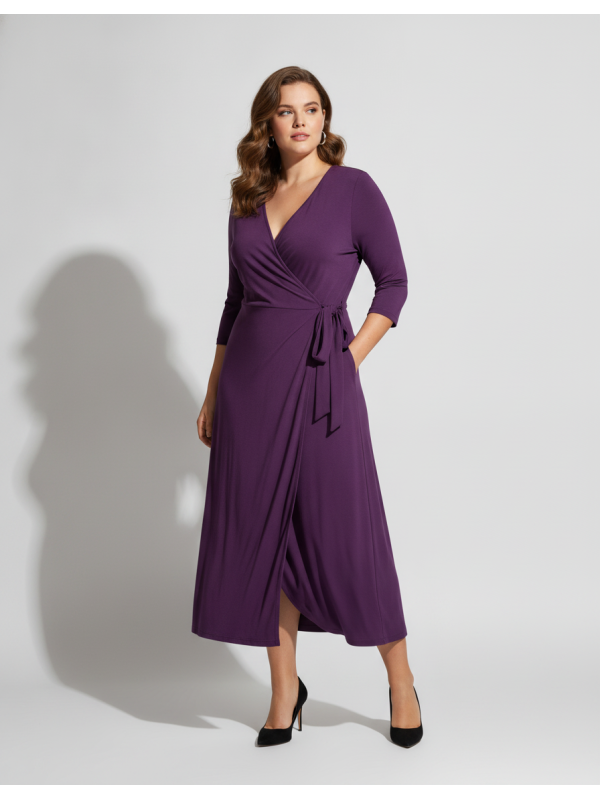 KIYONNA Purple Wrap Dress Size 2X