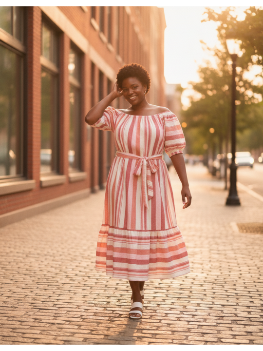 City Chic Pink Striped Dress Size XL