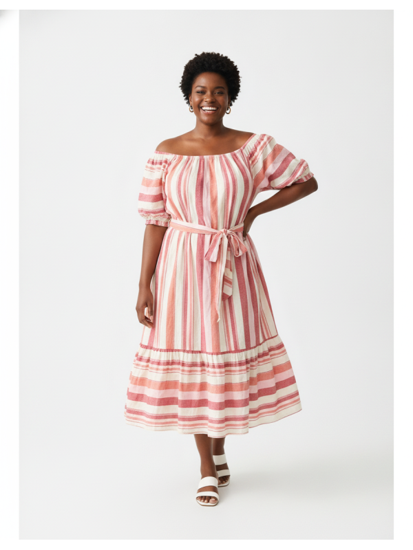 City Chic Pink Striped Dress Size XL