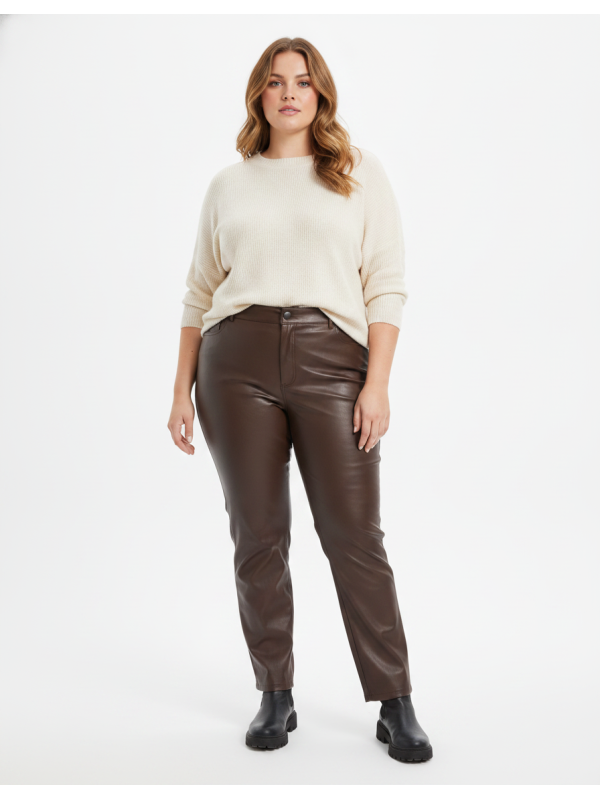 ELOQUII Brown Pleather Pants Size 20