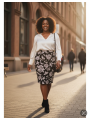 Lula Roe Black & White Floral Skirt Size XL NWT