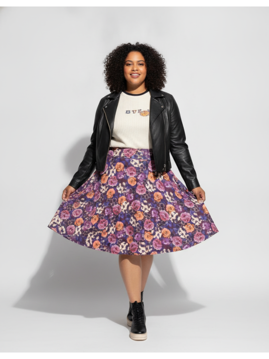 Lula Roe Purple Floral Skirt Size 2XL NWT