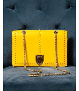 SUSU YELLOW LEATHER BAG WITH GOLD CHAIN