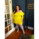Size 3X Off The Shoulder Yellow Dress