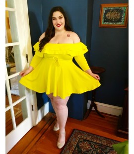 Size 3X Off The Shoulder Yellow Dress