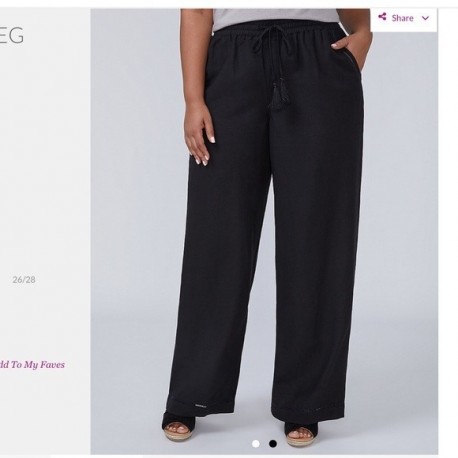 LANE BRYANT SIZE 26/28 LINEN WIDE LEG PANT - BLACK ONLY