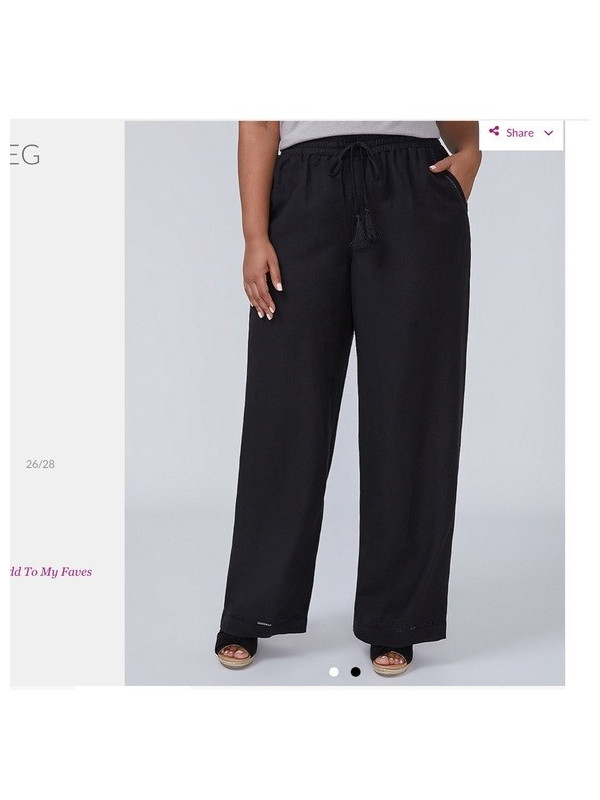 LANE BRYANT SIZE 26/28 LINEN WIDE LEG PANT - BLACK ONLY